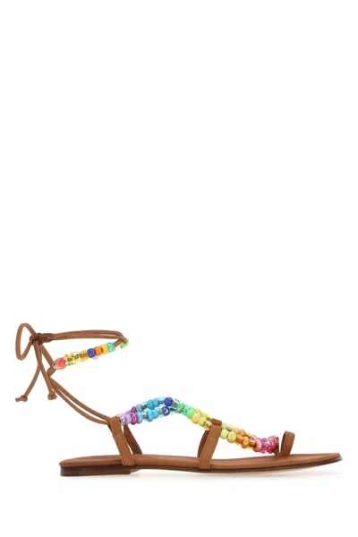 Alameda Turquesa Embellished Synthetic Leather Sandals In Multi