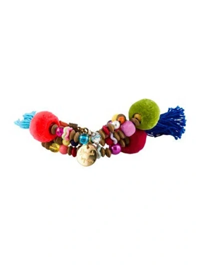 Pre-owned Alameda Turquesa Faux Pearl & Bead Charm Bracelet Set, 7.5" In Blue/clear/green