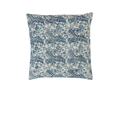 Alamwar Crane Indigo Pillow Cover In Blue