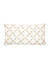 Alamwar Grace Lucknow Lumbar Pillow Cover Shell Linen In Shell/pewter