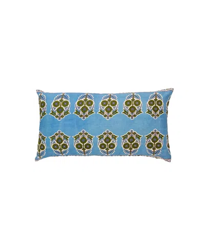 Alamwar Parakeets Lumbar Pillow Cover In Blue