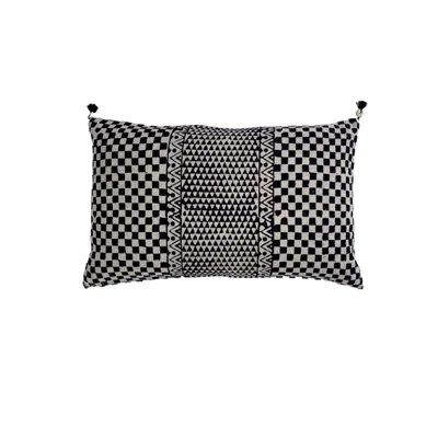 Alamwar Samburu Charcoal Petit Lumbar Pillow Cover In Gray