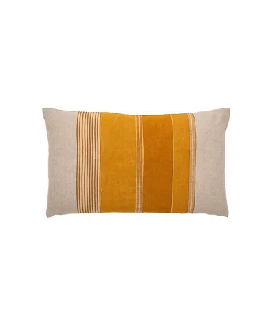 Alamwar Tulum Stripe Lumbar Pillow Cover In Orange