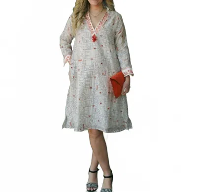 Alamwar Zainab Tomato Embroidery Dress In Kuba Charcoal