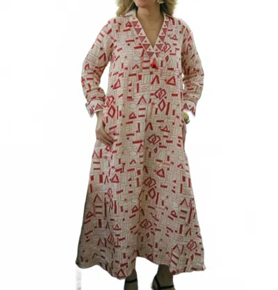 Alamwar Zainab Tomato Embroidery Maxi Dress In Red