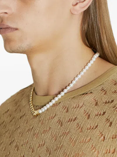 Alan Crocetti Chain-pearl Necklace In Gold