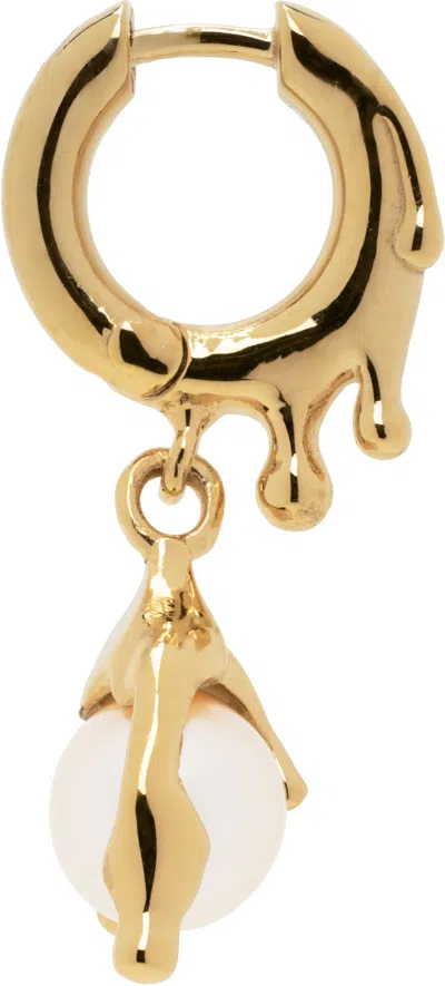 Alan Crocetti Gold Nano Pearl Melt Single Earring In Gold Vermeil