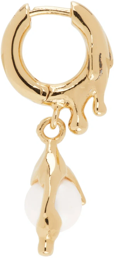 Alan Crocetti Gold Nano Pearl Melt Single Earring In Gold Vermeil