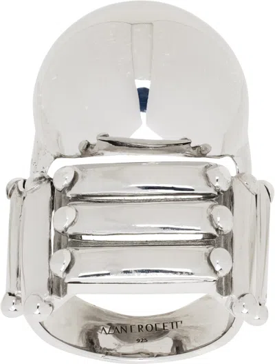 Alan Crocetti Silver Armadillo Armour Ring In Rhodium Vermeil