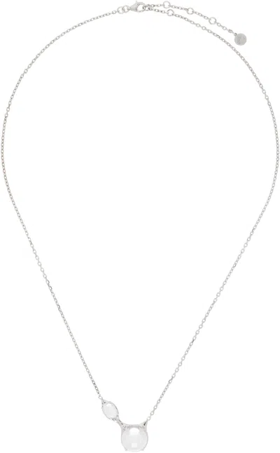 Alan Crocetti Silver Clear Drip Necklace In Rhodium Vermeil