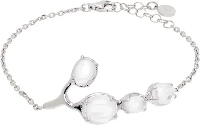 Alan Crocetti Silver Clear Droplet Bracelet In Rhodium Vermeil