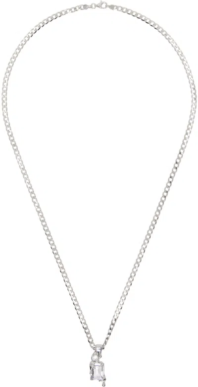 Alan Crocetti Silver Melt Curb Chain Necklace In Rhodium Vermeil