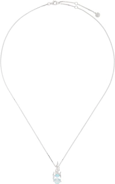 Alan Crocetti Silver Mini Gem In Heat Necklace In Rhodium Vermeil