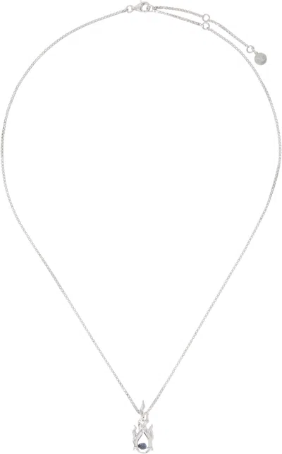 Alan Crocetti Silver Mini Gem In Heat Necklace In Green