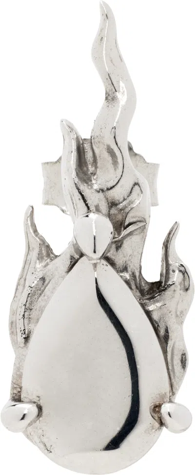 Alan Crocetti Silver Mini Hard Gem In Heart Single Earring In Rhodium Vermeil