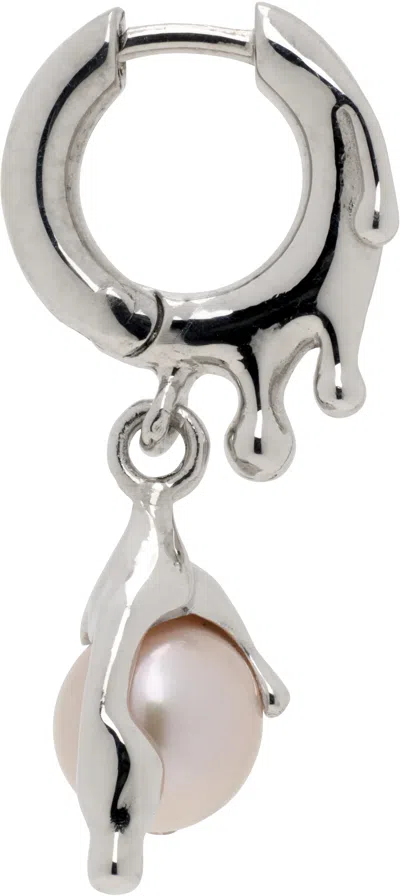 Alan Crocetti Silver Nano Pearl Melt Single Earring In Rhodium Vermeil