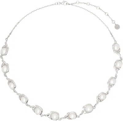 Alan Crocetti Ssense Exclusive Silver Pearl Spark Choker In Rhodium Vermeil