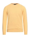 Alan Paine Man Sweater Marigold Size 38 Lambswool In Yellow