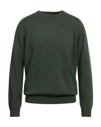Alan Paine Man Sweater Military Green Size 42 Lambswool