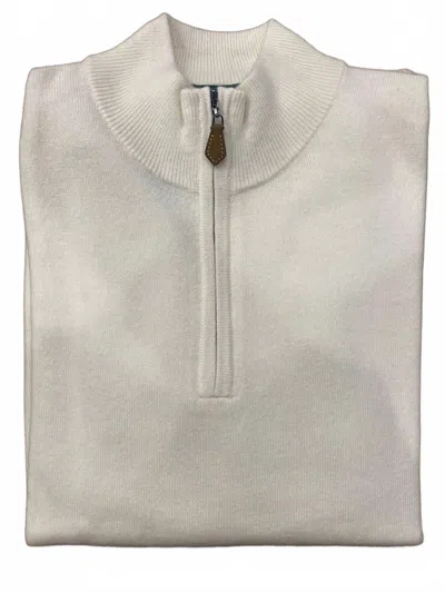 Alan Paine Men's Hanbury 1/2 Zip Mock Neck Cashmere Sweater In Eggshell In Gray