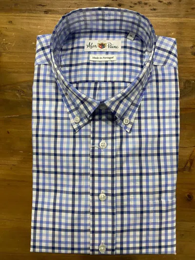 Alan Paine Men's Long Sleeve Checked Shirt In Blue/white