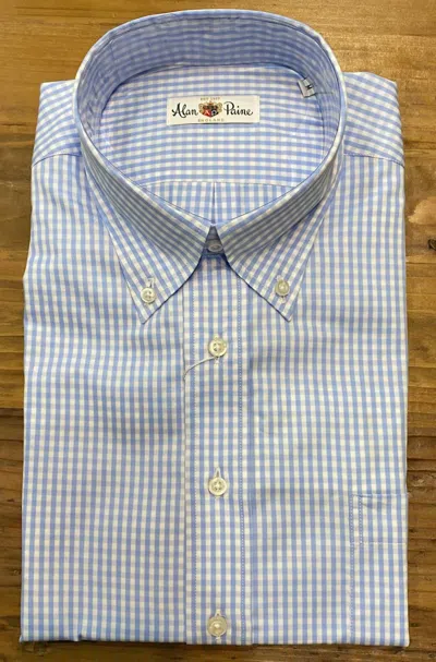 Alan Paine Men's Long Sleeve Gingham Shirt In Light Blue