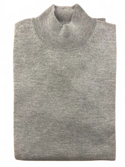 Alan Paine Men's Pendeen Mock Neck Sweater In Light Grey In Gray