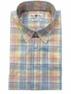 Alan Paine Men's Short Sleeve Madres Shirt In Pink/blue In Multi