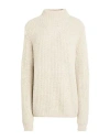 Alan Paine Woman Turtleneck Beige Size 39 Wool, Nylon, Alpaca Wool In Yellow