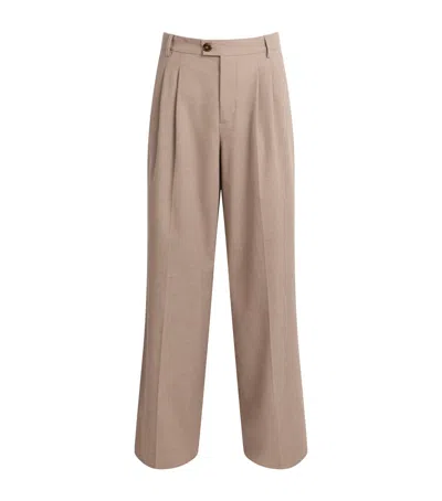 Alan Scott Cashmere Wide-leg Trousers In Beige