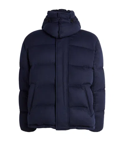 Alan Scott Cashmere-blend Quilted Down Coat In Navy