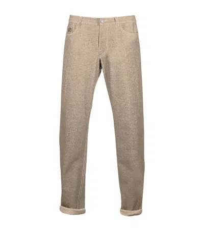 Alan Scott Cashmere-blend Relaxed Jeans In Beige