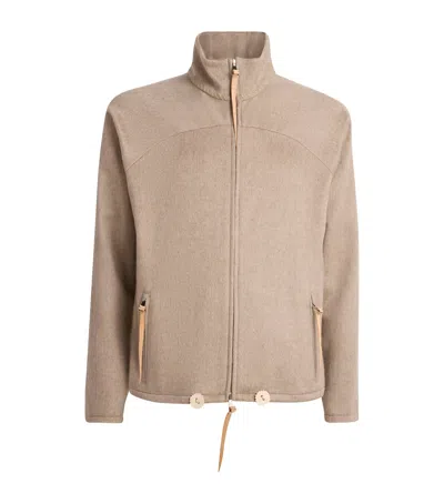Alan Scott Cashmere-blend Track Sweater In Beige