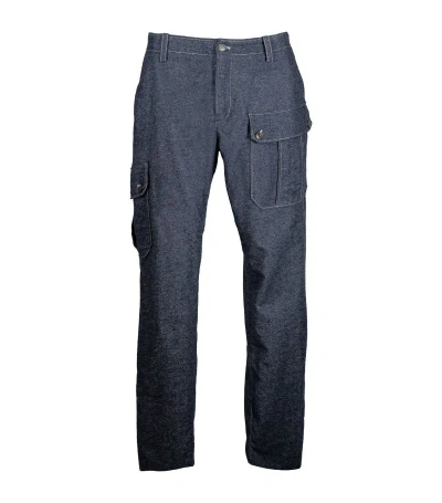 Alan Scott Stretch-cashmere Denim Cargo Pants In Navy