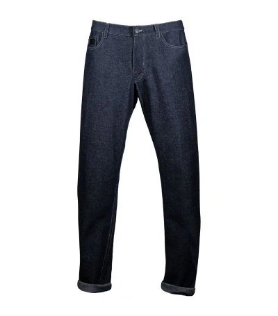 Alan Scott Stretch-cashmere Relaxed Jeans In Navy