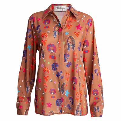 Alanakayart Women's Brown Lotus Blouse - Rust In Brown