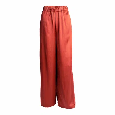 Alanakayart Women's Brown Melissa Elastic Waist Wide Leg Pant - Rust