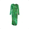 Alanakayart Women's Green Mesh Midi Bodycon Dress In Green