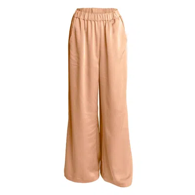 Alanakayart Women's Neutrals Melissa Elastic Waist Wide Leg Pant - Peach Fuzz In Orange