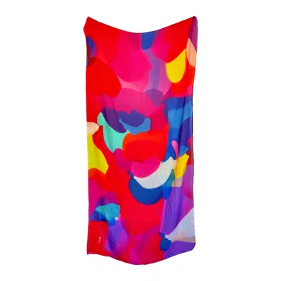 Alanakayart Women's Oversized Silk Scarf - Multicolor In Red