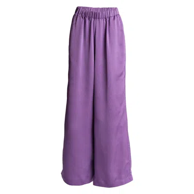 Alanakayart Women's Pink / Purple Melissa Elastic Waist Wide Leg Pant - Lavender In Pink/purple