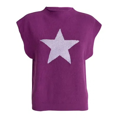 Alanakayart Women's Pink / Purple Superstar Knit Top - Purple In Pink/purple