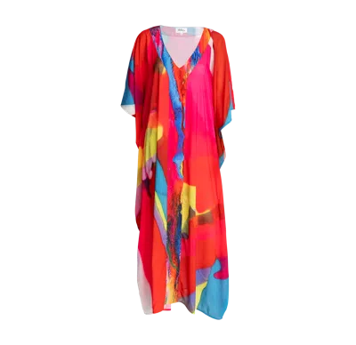 Alanakayart Women's Red Kaftan Dress - Hot Pink