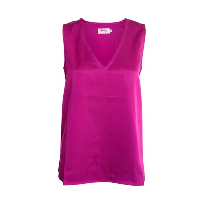 Alanakayart Women's Red Katie Sleeveless V-neck Blouse - Magenta