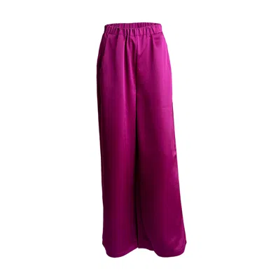 Alanakayart Women's Red Melissa Elastic Waist Wide Leg Pant - Magenta In Pink
