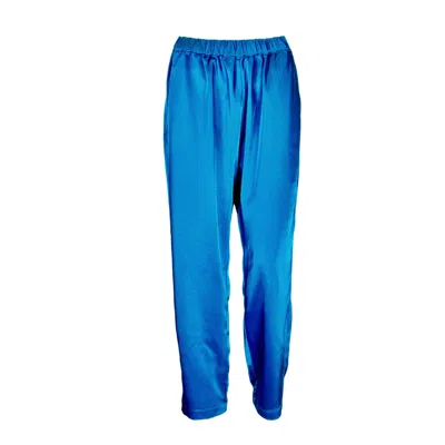 Alanakayart Women's Teal Blue Straight Leg Pants With Pockets And Elastic Waist