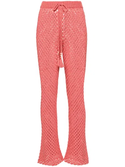 Alanui A Love Letter To India Macramé Trousers In Pink