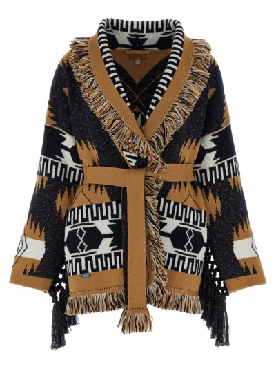 Alanui African Vibes Belted Cardigan In Brown
