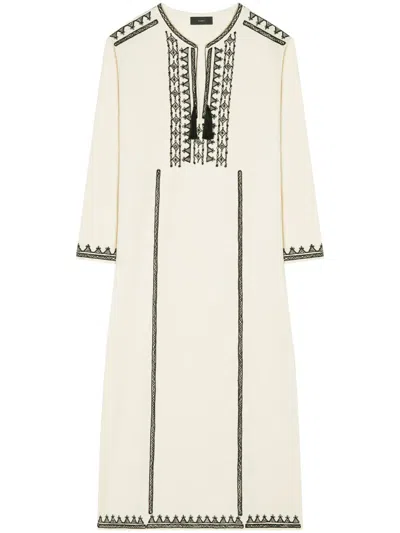 Alanui Akasha Embroidered Cotton-blend Dress In Neutrals