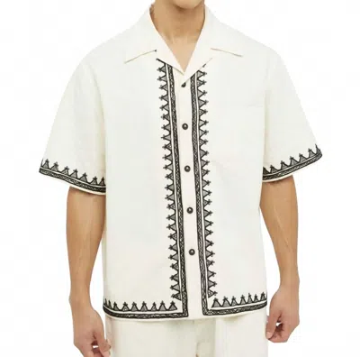 Alanui Akasha Short Sleeve Canvas Shirt In White/black